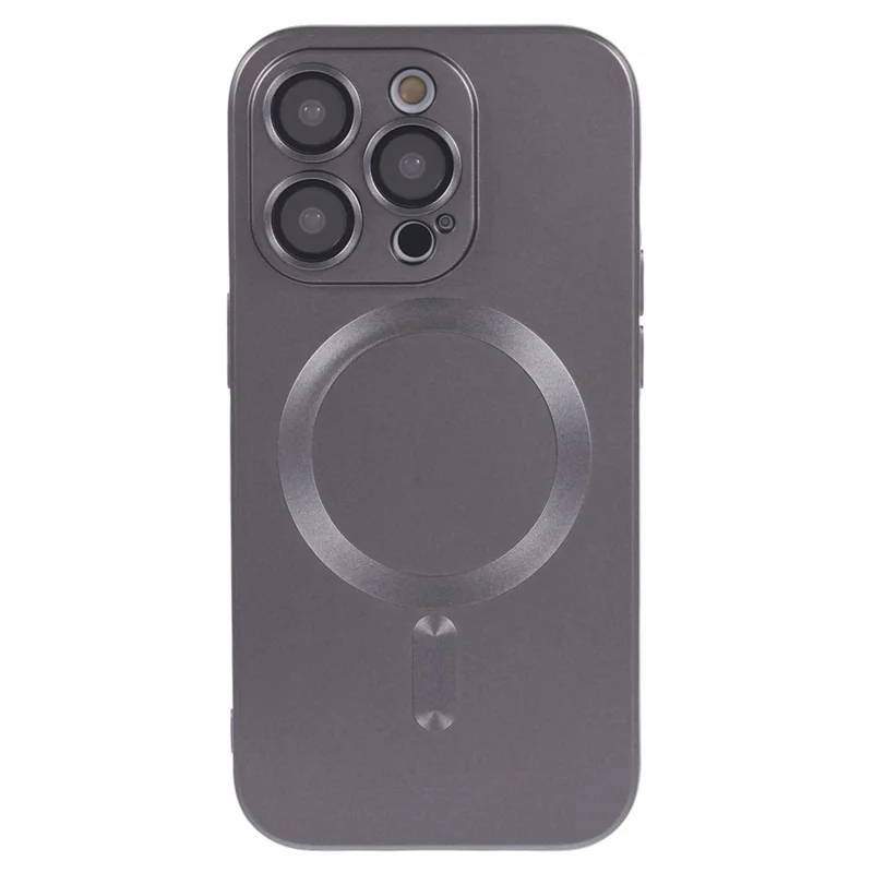 For iPhone 15 Pro TPU Cover Compatible with MagSafe Rubberized Phone Case with Lens Film - Grey