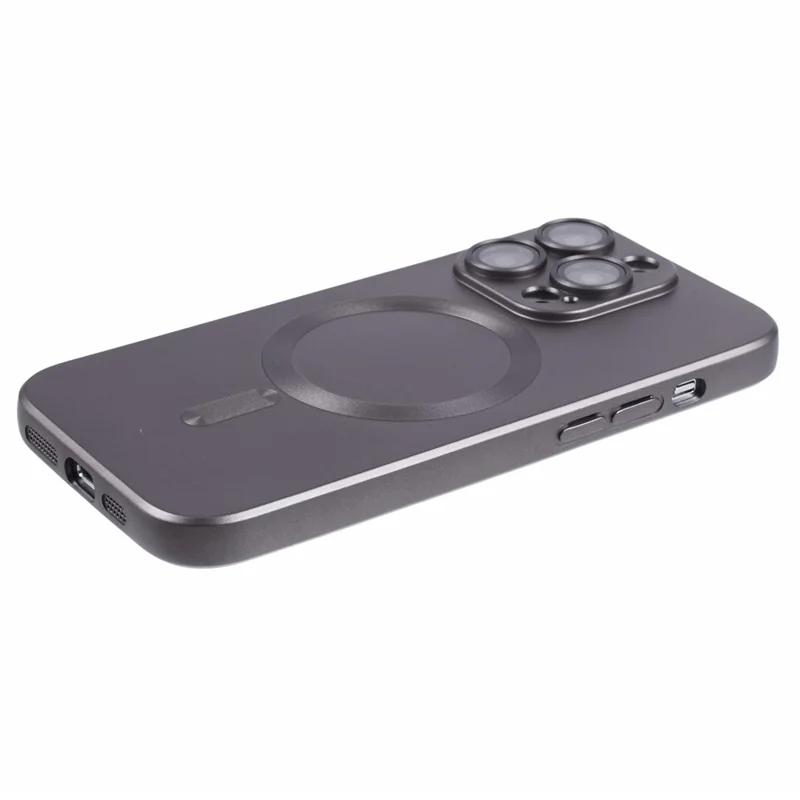 For iPhone 15 Pro TPU Cover Compatible with MagSafe Rubberized Phone Case with Lens Film - Grey