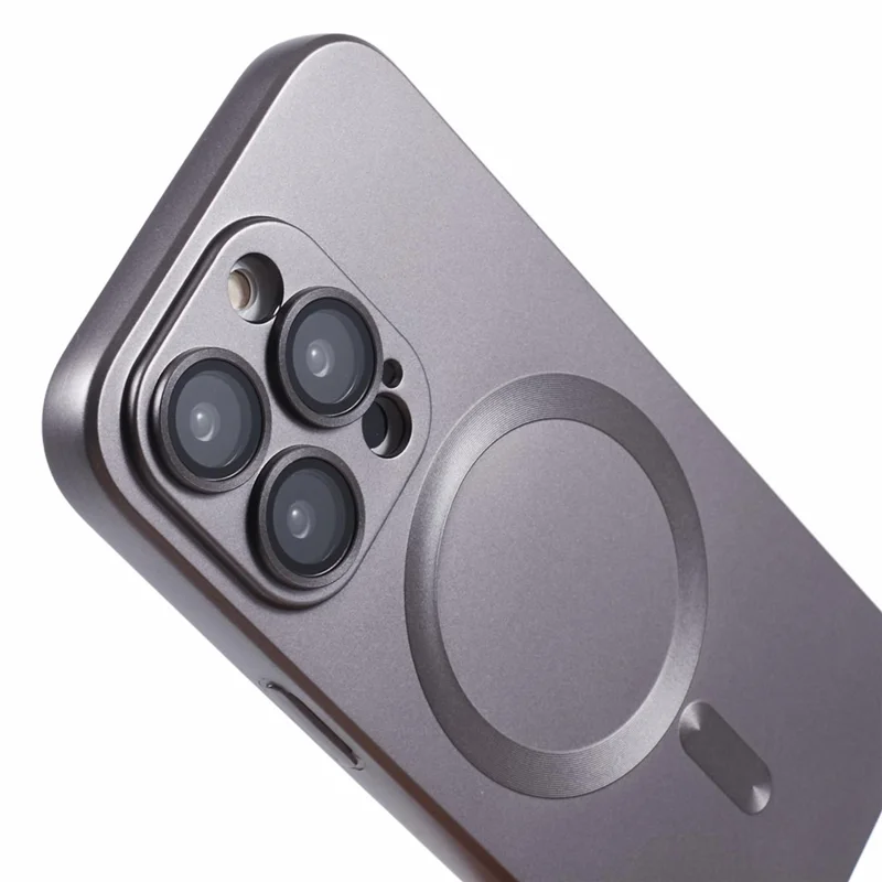 For iPhone 15 Pro TPU Cover Compatible with MagSafe Rubberized Phone Case with Lens Film - Grey
