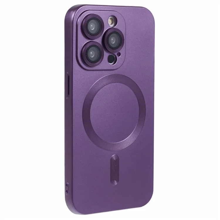 For iPhone 15 Pro Max TPU Case Compatible with MagSafe Rubberized Phone Cover with Lens Film - Dark Purple
