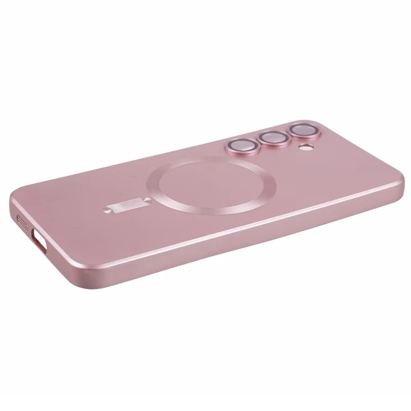 Pour Samsung Galaxy S24 Slim Case Rubberized TPU Phone Case avec Lens Film, Compatible avec MagSafe - Rose