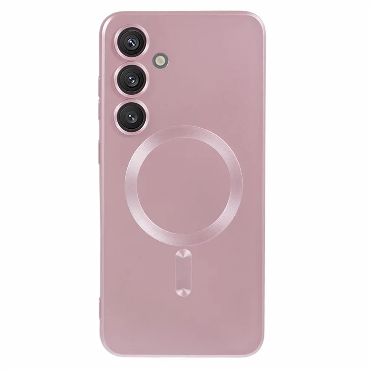 For Samsung Galaxy S24+ Case mit Linsenfilm kompatibel mit MagSafe, gummierter TPU-Handyhülle - Pink