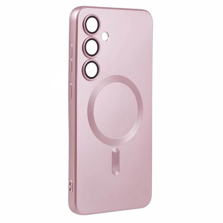 For Samsung Galaxy S24+ Case mit Linsenfilm kompatibel mit MagSafe, gummierter TPU-Handyhülle - Pink