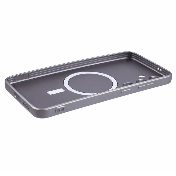 Чехол для Samsung Galaxy S24+ с плёнкой для объектива, совместимый с MagSafe, резиновый TPU чехол - серый