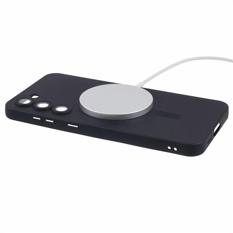 Für Samsung Galaxy S22+ 5G Stoßfeste Hülle Kompatibel mit MagSafe Gummierte TPU Handyhülle mit Linsenfilm - Schwarz