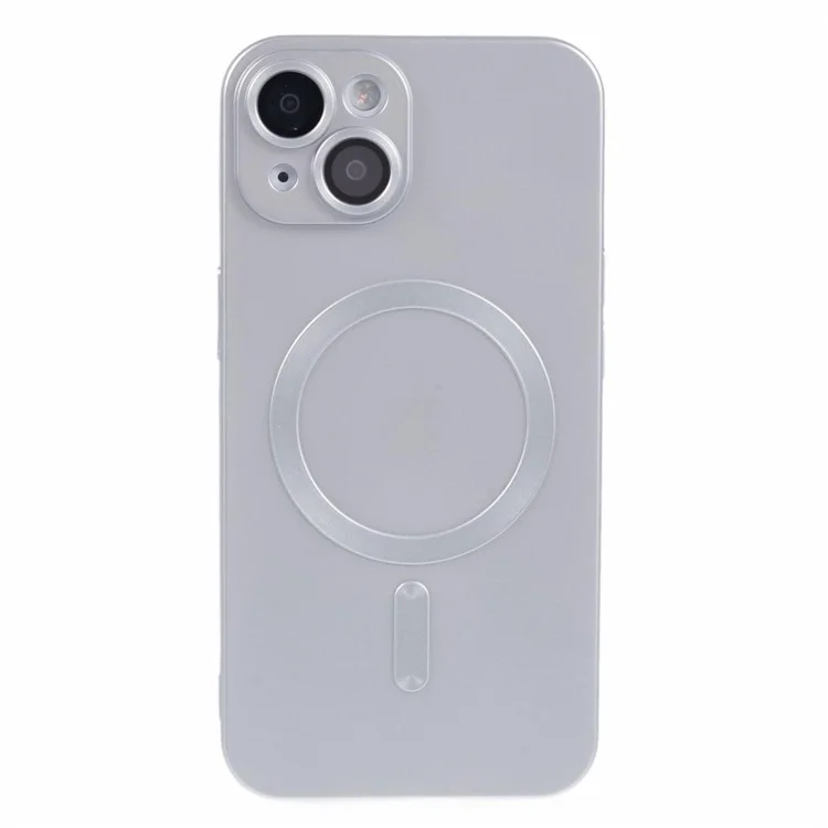 Для iPhone 14 Rubberized TPU Case совместимый с MagSafe Slim Phone Cover с Lens Film - Серебряный