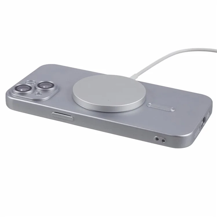 Для iPhone 14 Rubberized TPU Case совместимый с MagSafe Slim Phone Cover с Lens Film - Серебряный