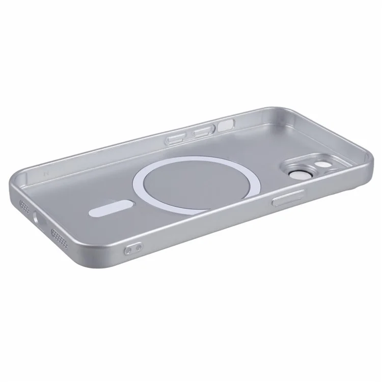 Для iPhone 14 Rubberized TPU Case совместимый с MagSafe Slim Phone Cover с Lens Film - Серебряный