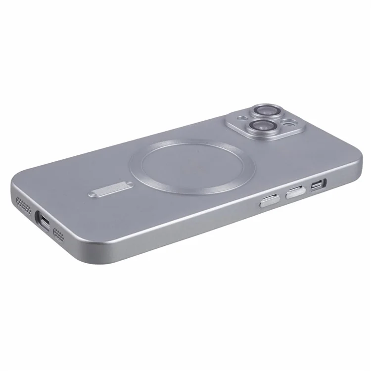 Для iPhone 14 Rubberized TPU Case совместимый с MagSafe Slim Phone Cover с Lens Film - Серебряный