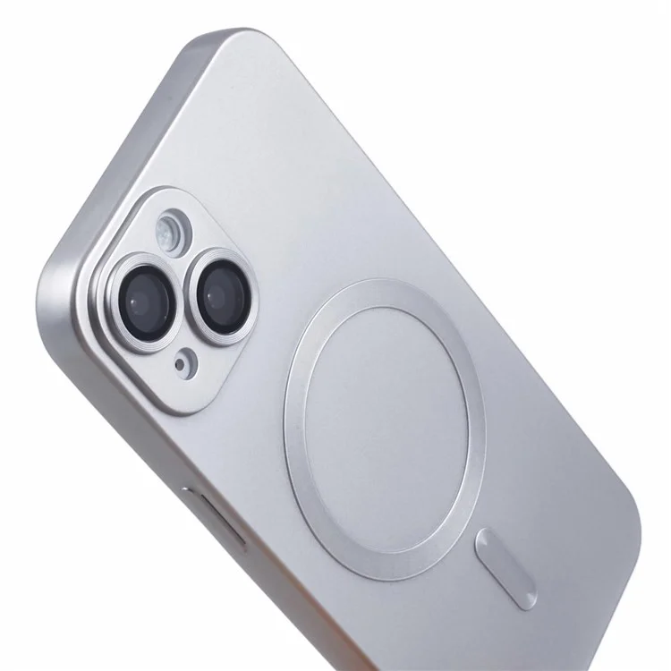 Для iPhone 14 Rubberized TPU Case совместимый с MagSafe Slim Phone Cover с Lens Film - Серебряный