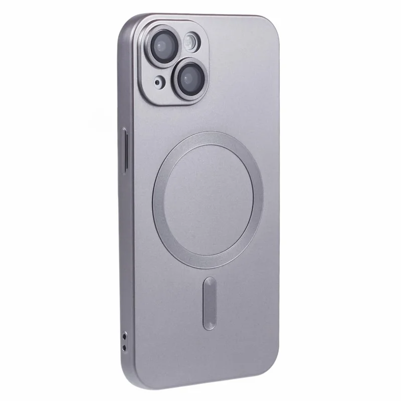 For iPhone 14 Rubberized TPU Case Compatible with MagSafe Slim Phone Cover with Lens Film - Grey