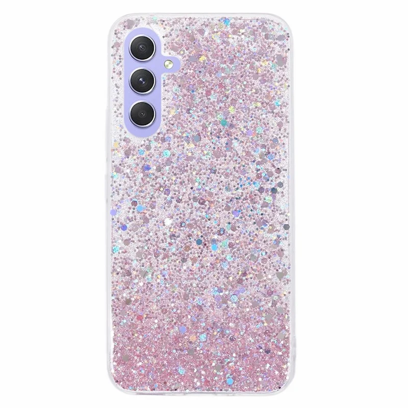 For Samsung Galaxy A55 5G TPU Case Bump Proof Glittery Powder Phone Cover - Pink