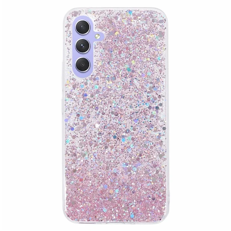For Samsung Galaxy A24 4G (162.1 x 77.6 x 8.3mm) TPU Case Slim-Fit Glittery Phone Back Cover - Pink