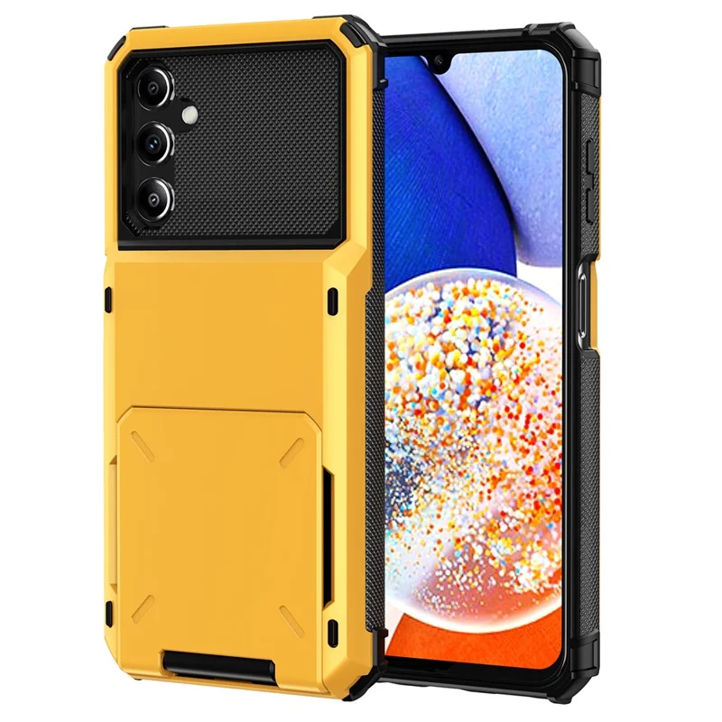 For Samsung Galaxy A15 4G / 5G Case PC+TPU Dual Layer Shockproof Cover with Card Holder - Yellow