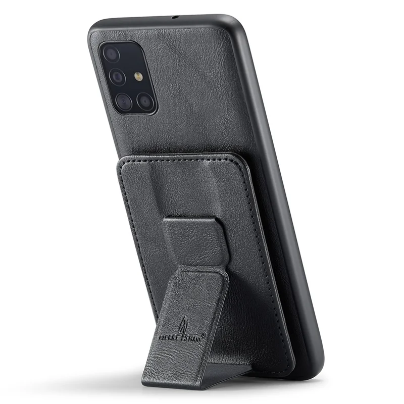 For Samsung Galaxy A71 4G SM-A715 Case Leather+TPU RFID Blocking Card Slots Phone Cover - Black