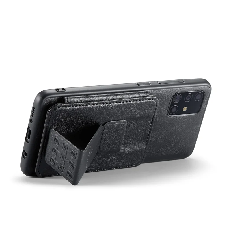 For Samsung Galaxy A71 4G SM-A715 Case Leather+TPU RFID Blocking Card Slots Phone Cover - Black