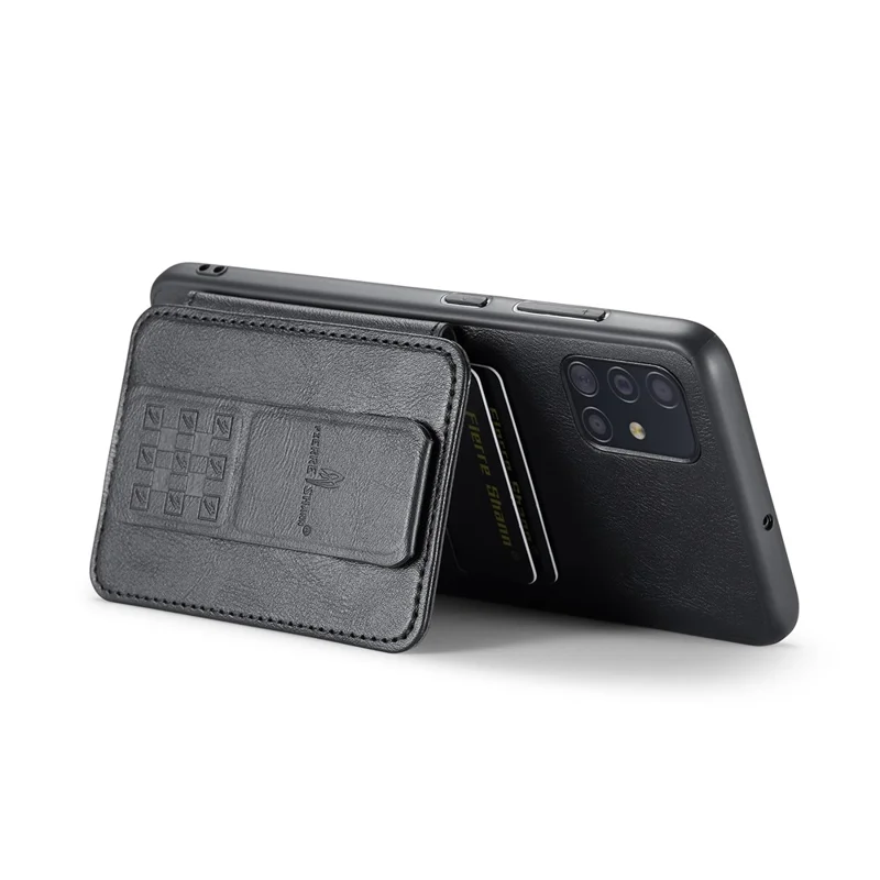 For Samsung Galaxy A71 4G SM-A715 Case Leather+TPU RFID Blocking Card Slots Phone Cover - Black