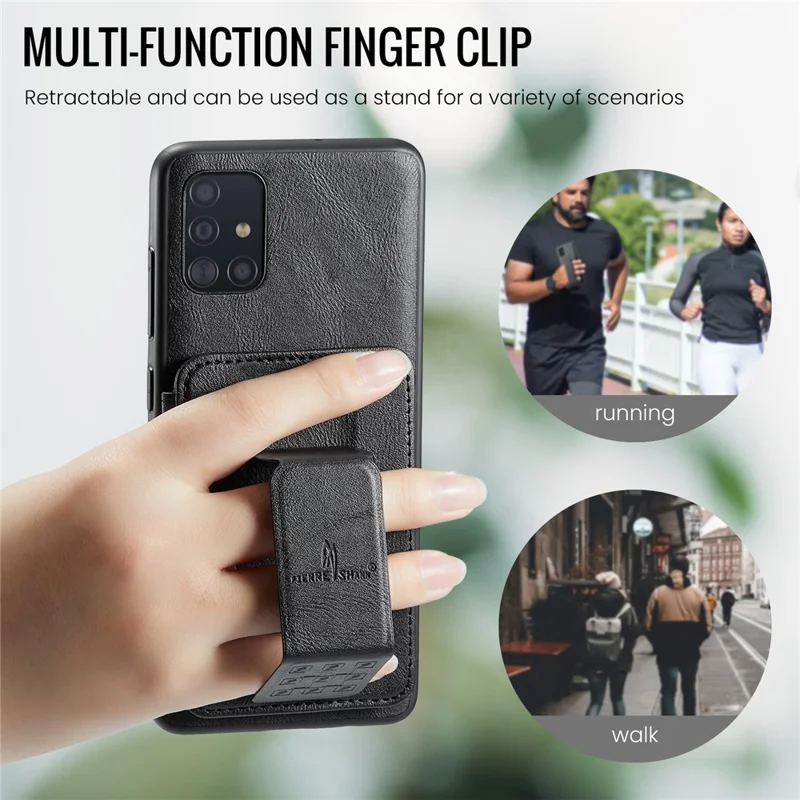 For Samsung Galaxy A71 4G SM-A715 Case Leather+TPU RFID Blocking Card Slots Phone Cover - Black