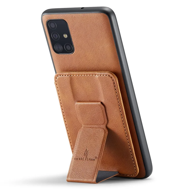 For Samsung Galaxy A71 4G SM-A715 Case Leather+TPU RFID Blocking Card Slots Phone Cover - Brown