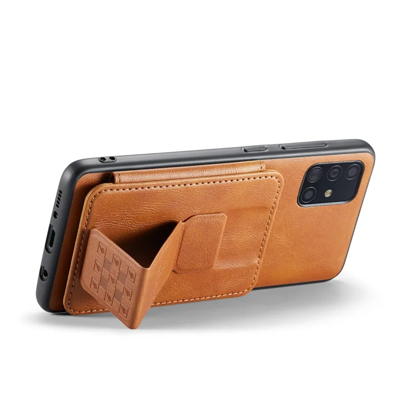 For Samsung Galaxy A71 4G SM-A715 Case Leather+TPU RFID Blocking Card Slots Phone Cover - Brown