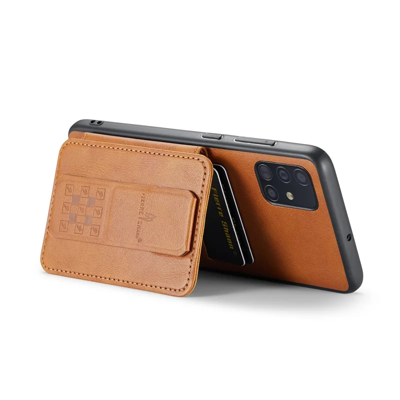 For Samsung Galaxy A71 4G SM-A715 Case Leather+TPU RFID Blocking Card Slots Phone Cover - Brown