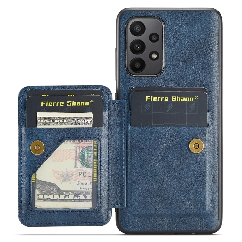 For Samsung Galaxy A73 5G Case with Card Holder Leather+TPU Protective Phone Cover - Blue