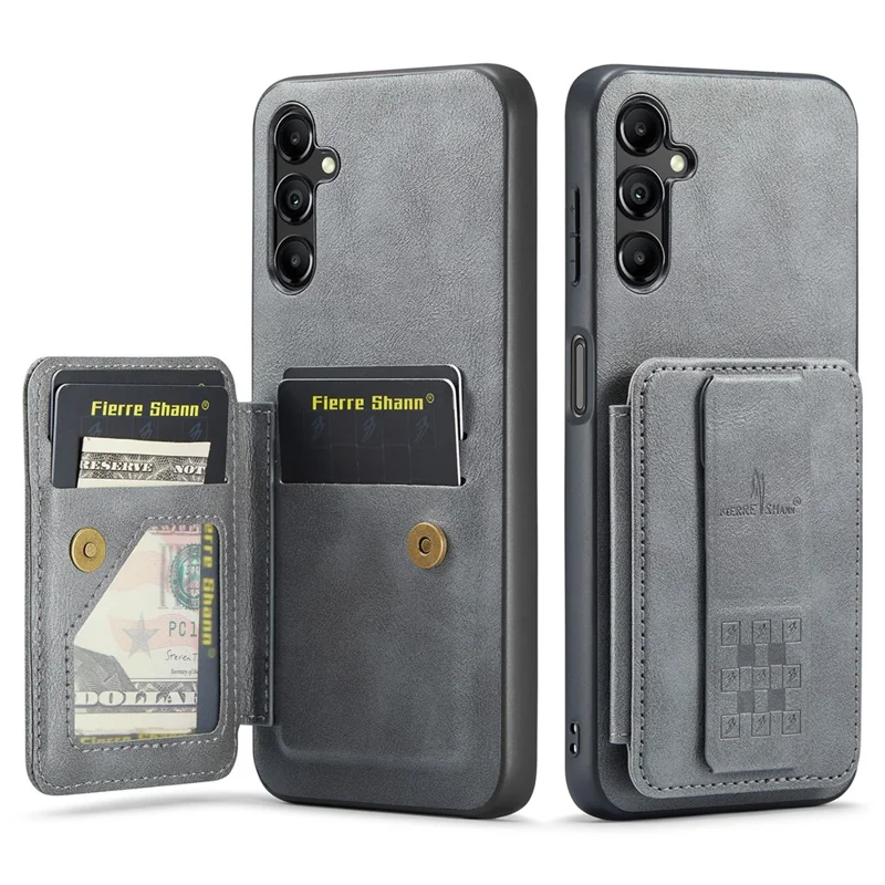 For Samsung Galaxy A55 5G Case PU Leather+TPU Protective Phone Cover with Card Holder - Grey