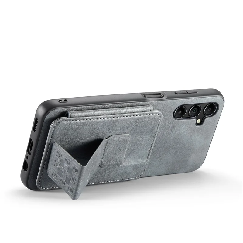 For Samsung Galaxy A55 5G Case PU Leather+TPU Protective Phone Cover with Card Holder - Grey