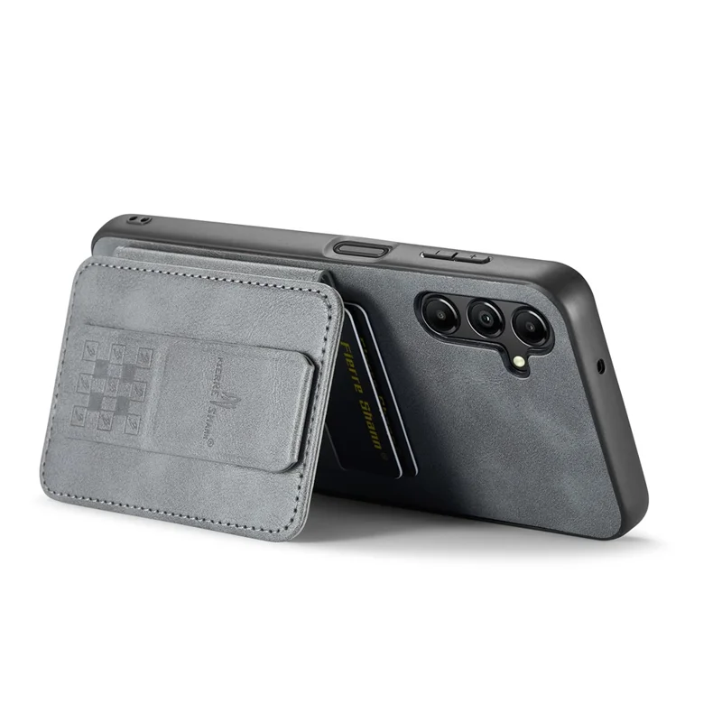 For Samsung Galaxy A55 5G Case PU Leather+TPU Protective Phone Cover with Card Holder - Grey