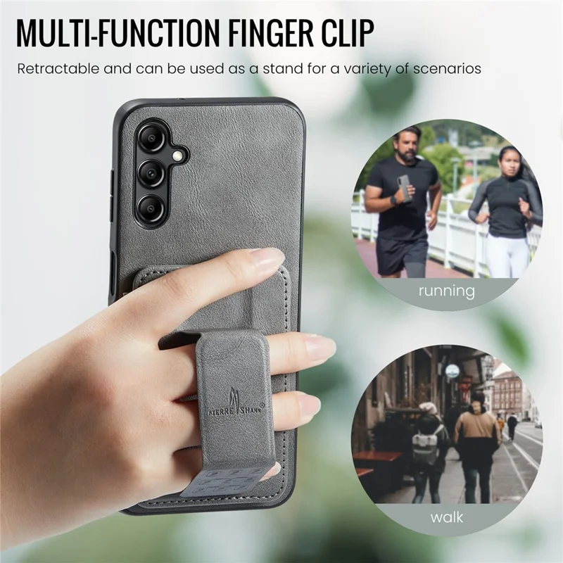 For Samsung Galaxy A55 5G Case PU Leather+TPU Protective Phone Cover with Card Holder - Grey