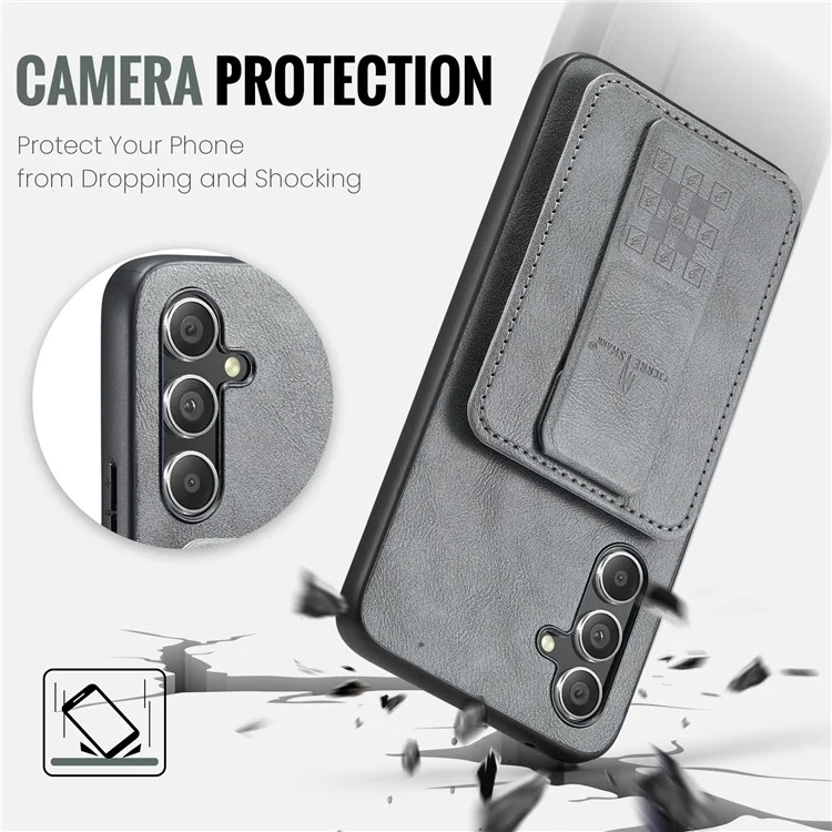 Pour Samsung Galaxy A34 5G Boîtier Kickstand Antichoc Cuir+TPU Housse de Téléphone - Gris