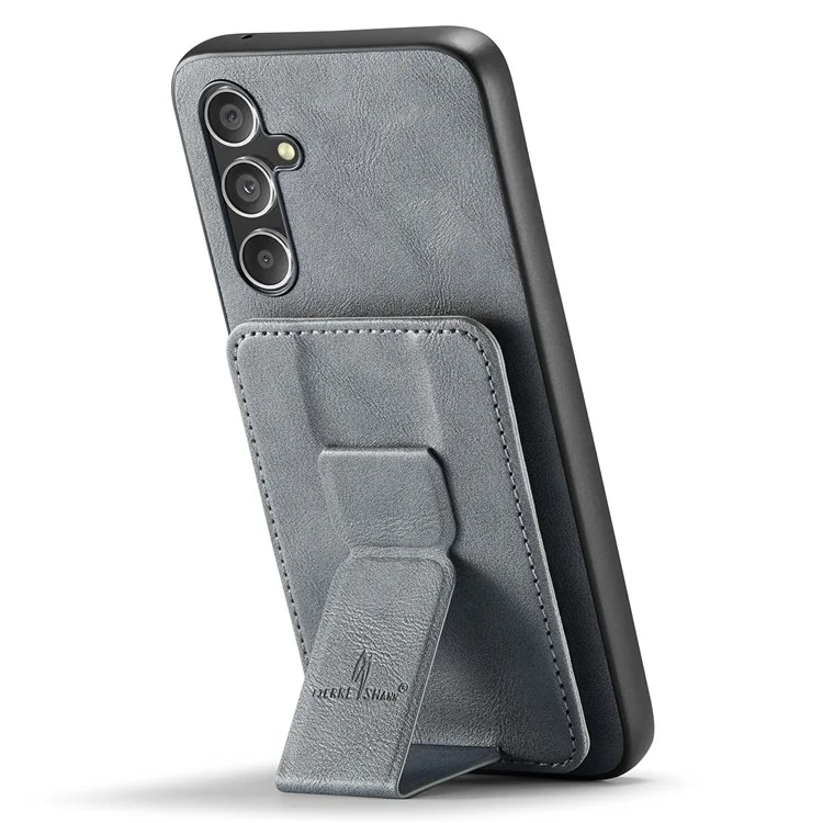 Pour Samsung Galaxy A34 5G Boîtier Kickstand Antichoc Cuir+TPU Housse de Téléphone - Gris