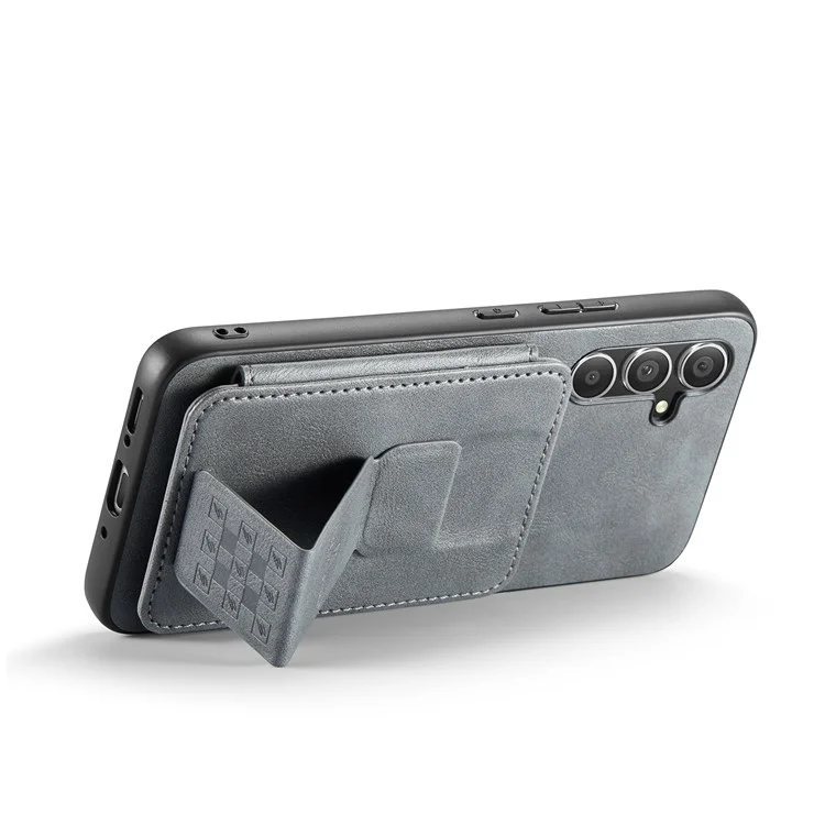 Pour Samsung Galaxy A34 5G Boîtier Kickstand Antichoc Cuir+TPU Housse de Téléphone - Gris