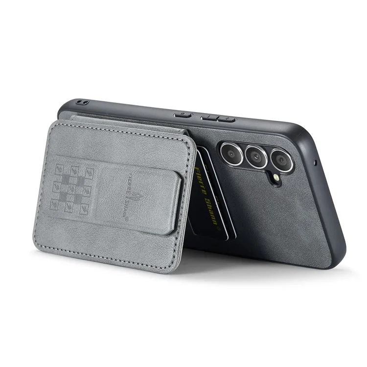 Pour Samsung Galaxy A34 5G Boîtier Kickstand Antichoc Cuir+TPU Housse de Téléphone - Gris