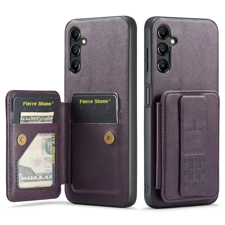 Pour Samsung Galaxy A35 5G RFID Blocking Case Cowhide Texture Leather+TPU Phone Cover - Violet