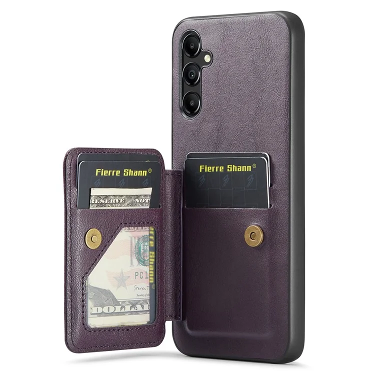 Pour Samsung Galaxy A35 5G RFID Blocking Case Cowhide Texture Leather+TPU Phone Cover - Violet