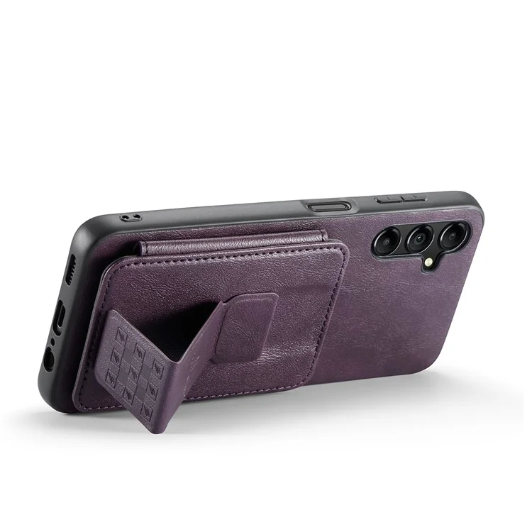 Pour Samsung Galaxy A35 5G RFID Blocking Case Cowhide Texture Leather+TPU Phone Cover - Violet