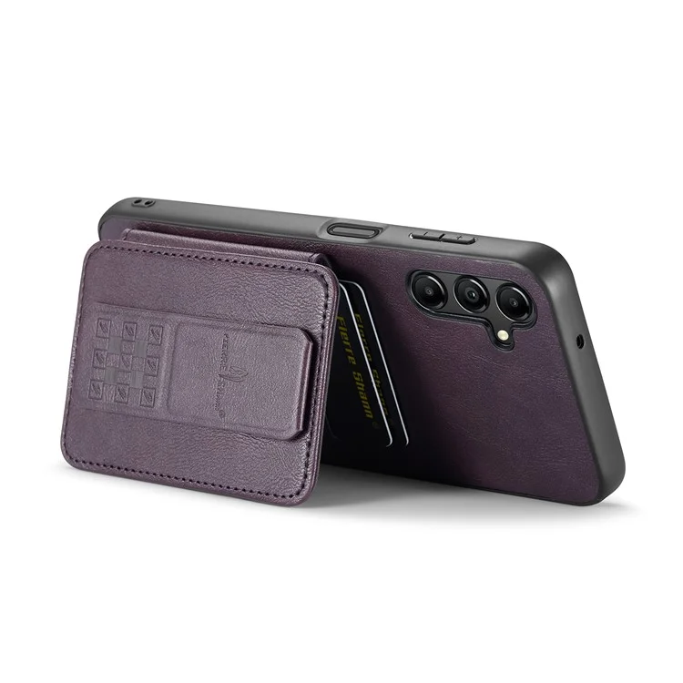 Pour Samsung Galaxy A35 5G RFID Blocking Case Cowhide Texture Leather+TPU Phone Cover - Violet