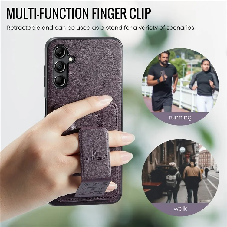 Pour Samsung Galaxy A35 5G RFID Blocking Case Cowhide Texture Leather+TPU Phone Cover - Violet