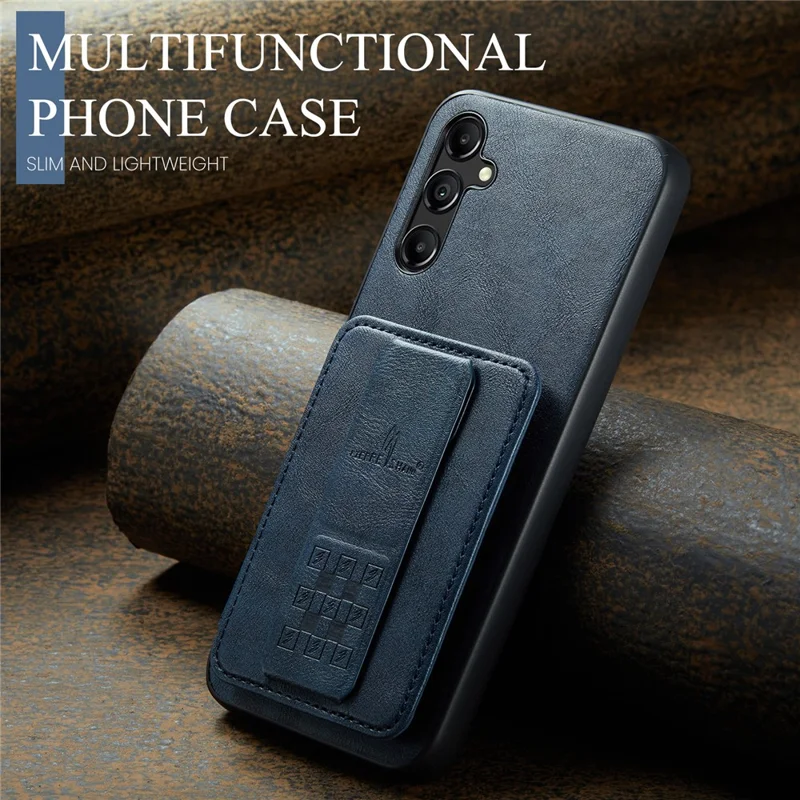 For Samsung Galaxy A35 5G RFID Blocking Case Cowhide Texture Leather+TPU Phone Cover - Blue