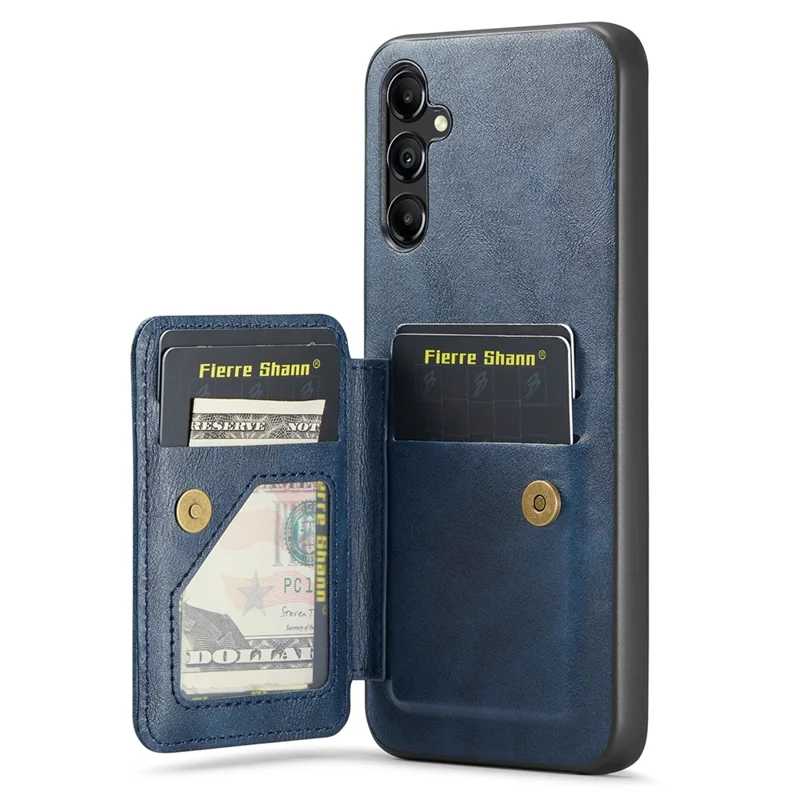 For Samsung Galaxy A35 5G RFID Blocking Case Cowhide Texture Leather+TPU Phone Cover - Blue