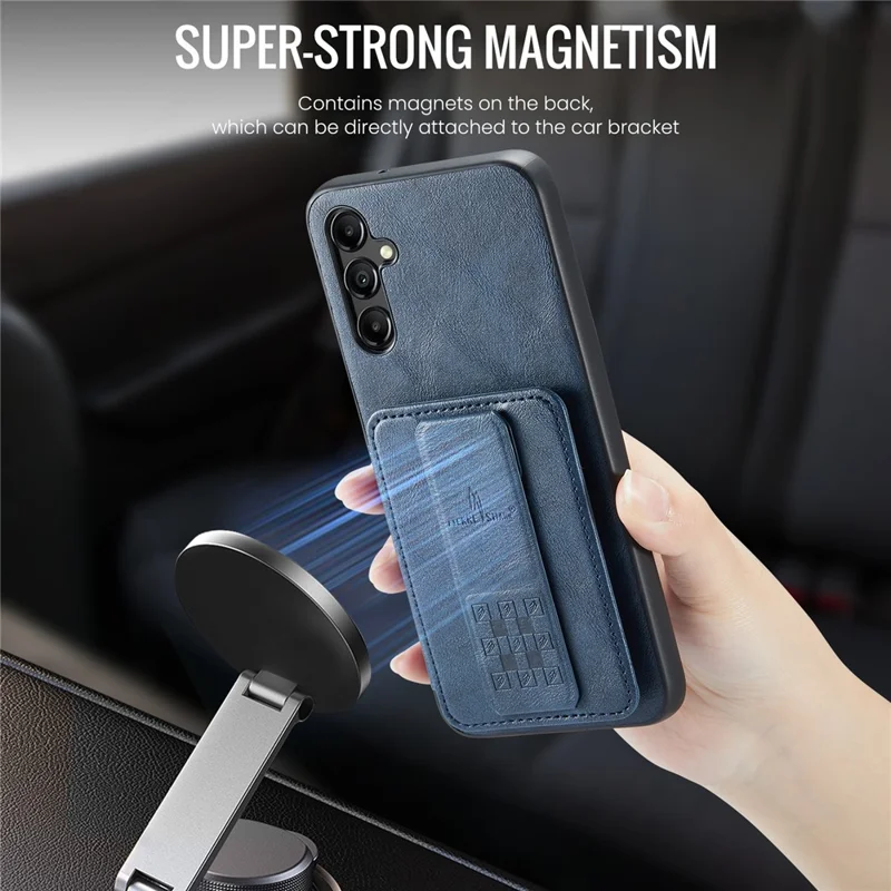 For Samsung Galaxy A35 5G RFID Blocking Case Cowhide Texture Leather+TPU Phone Cover - Blue