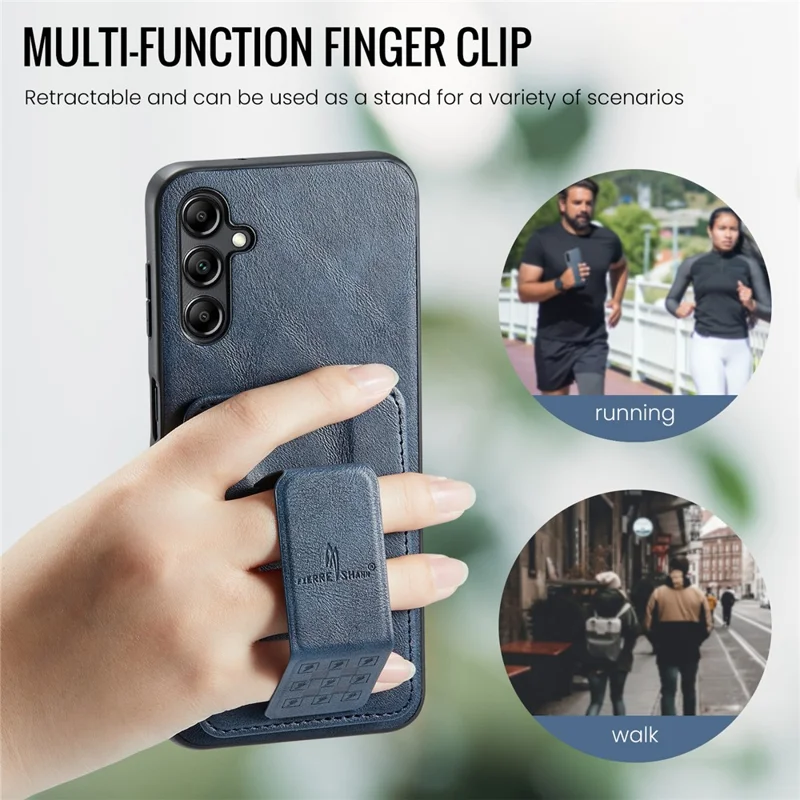 For Samsung Galaxy A35 5G RFID Blocking Case Cowhide Texture Leather+TPU Phone Cover - Blue