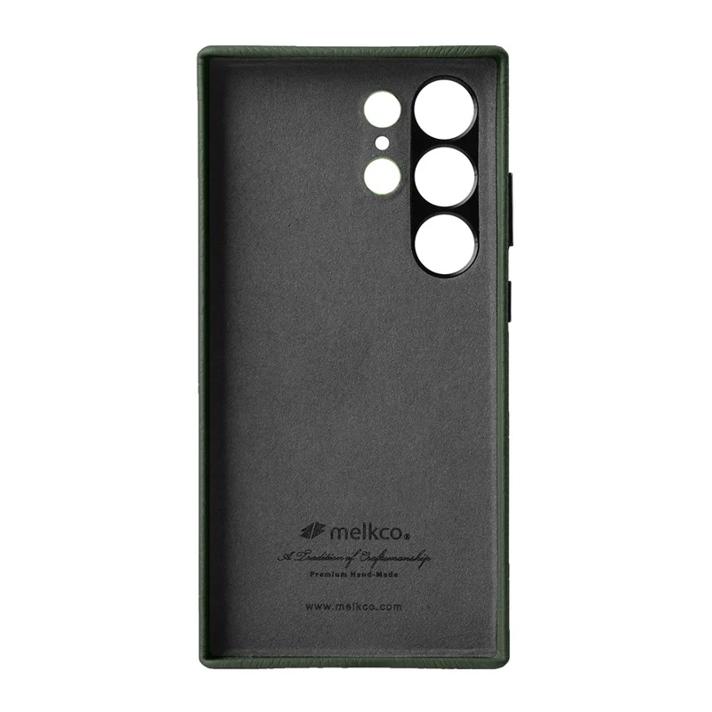 MELKCO Für Samsung Galaxy S24 Ultra Hülle Echtes Rindsleder+PC Handyhülle - Grün