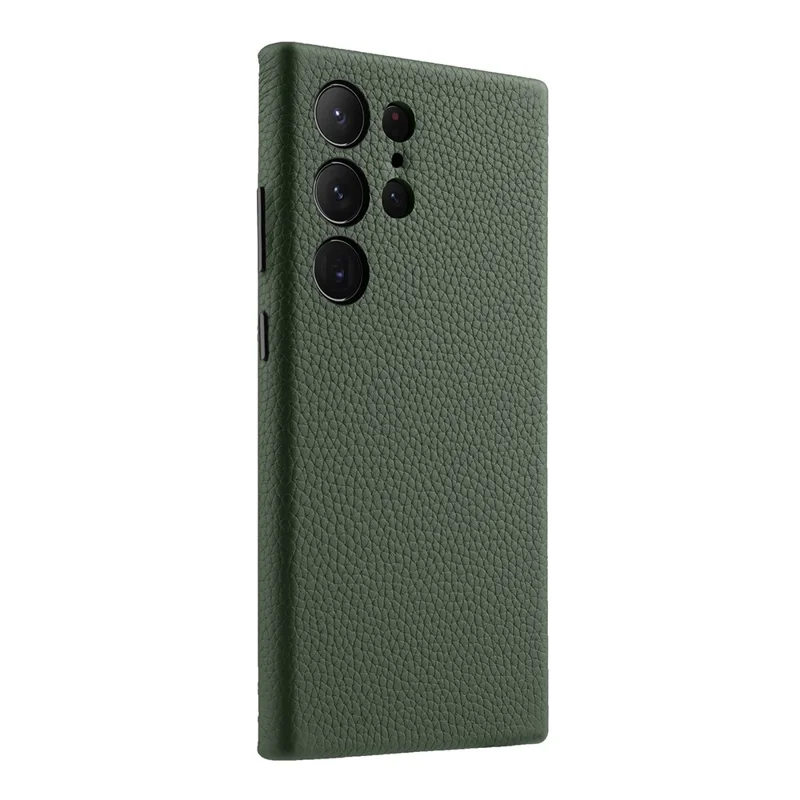 MELKCO Für Samsung Galaxy S24 Ultra Hülle Echtes Rindsleder+PC Handyhülle - Grün