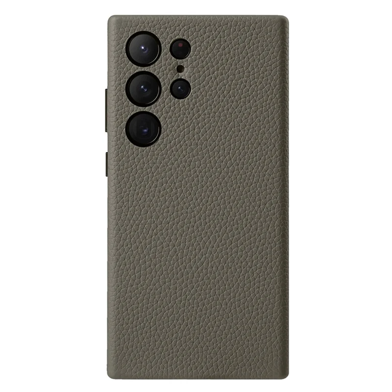 MELKCO For Samsung Galaxy S24 Ultra Case Genuine Cow Leather+PC Phone Cover - Grey