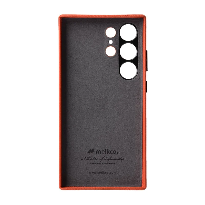 MELKCO Für Samsung Galaxy S24 Ultra Hülle Echtes Rindsleder+PC Handyhülle - Orange