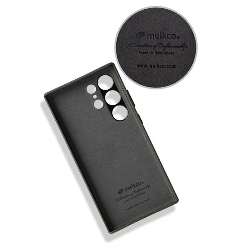 MELKCO Für Samsung Galaxy S24 Ultra Hülle Echtes Rindsleder+PC Handyhülle - Orange