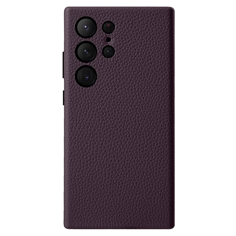 MELKCO For Samsung Galaxy S24 Ultra Case Genuine Cow Leather+PC Phone Cover - Purple