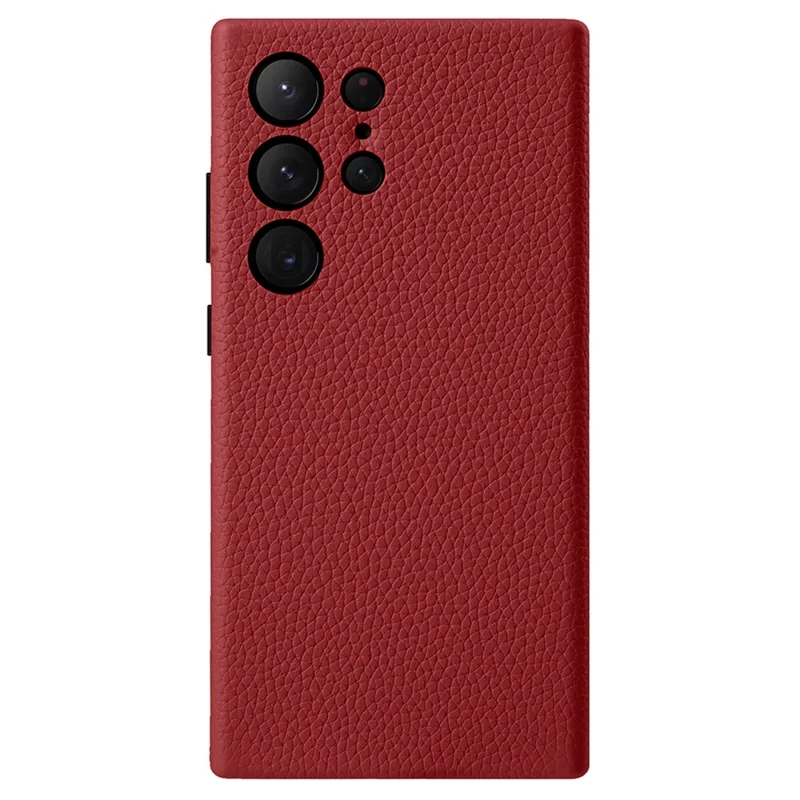 MELKCO Para Samsung Galaxy S24 Ultra Funda Cuero Genuino de Vaca+PC Funda Teléfono - Rojo